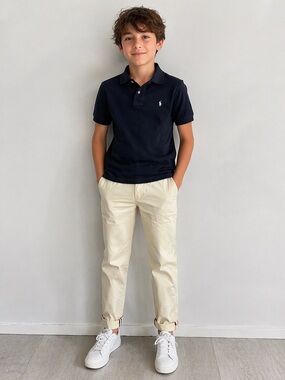 Burberry boys nova print 12 Y old khakis trousers chino pants cream beige tone